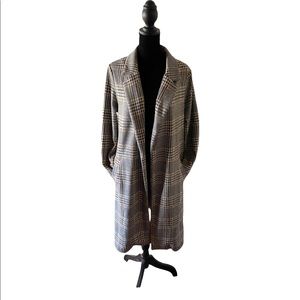 Melloday polyester blend midi trench w/ plaid design S